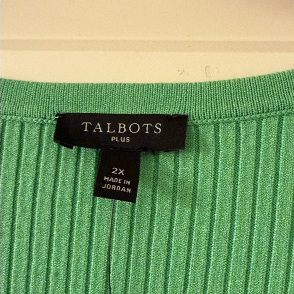 Talbots Green Ribbed Knit Top - Picture 2 of 7